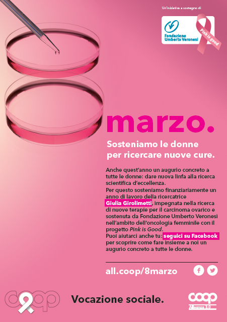 “Sosteniamo le donne per ricercare nuove cure”: Coop Alleanza 3.0 festeggia l’8 marzo con un augurio concreto tutto al femminile: una borsa di ricerca da 33 mila euro per una ricercatrice che studia i tumori ovarici