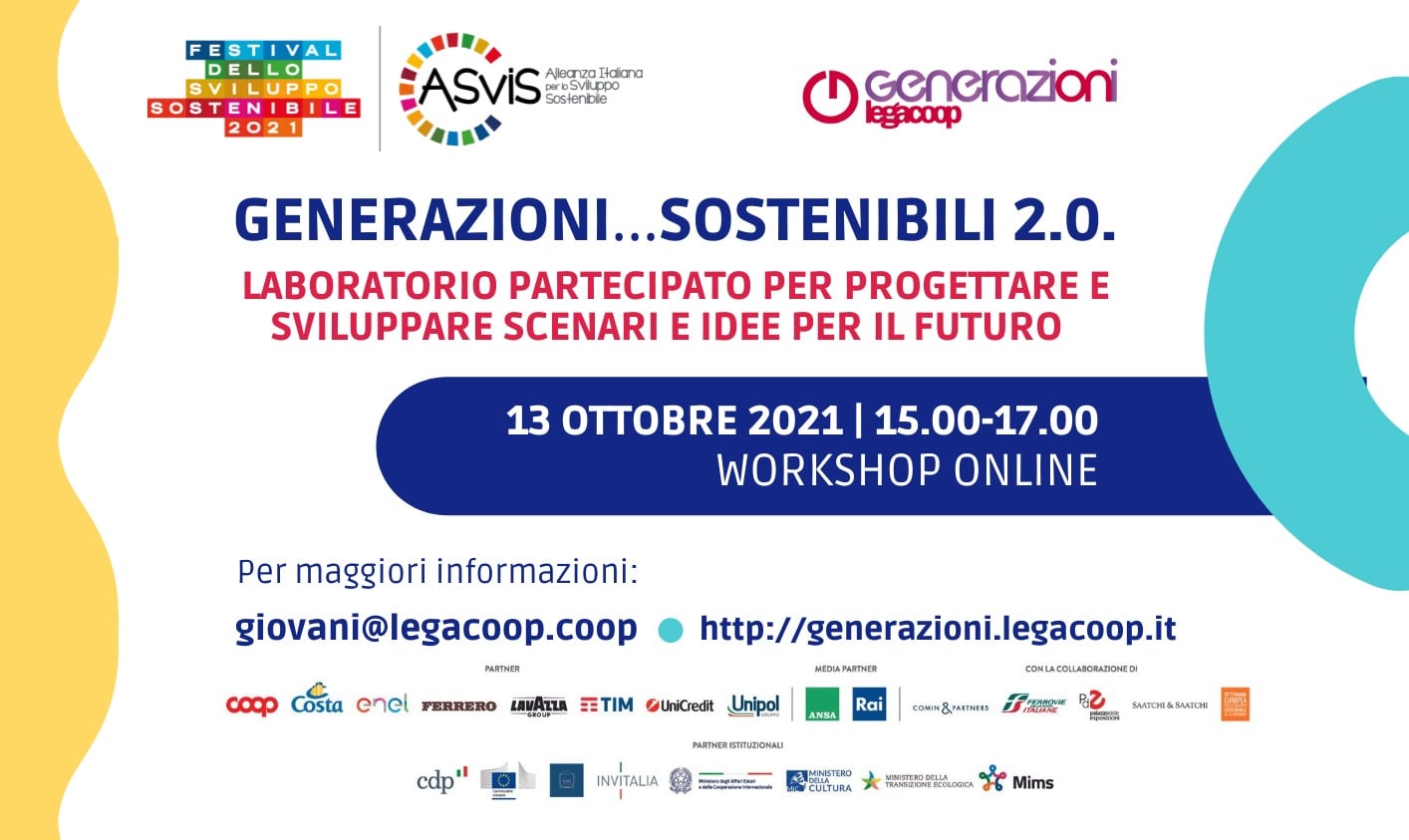Generazioni…sostenibili 2.0. Mercoledì 13 ottobre evento on-line nell’ambito del Festival dello Sviluppo Sostenibile 2021