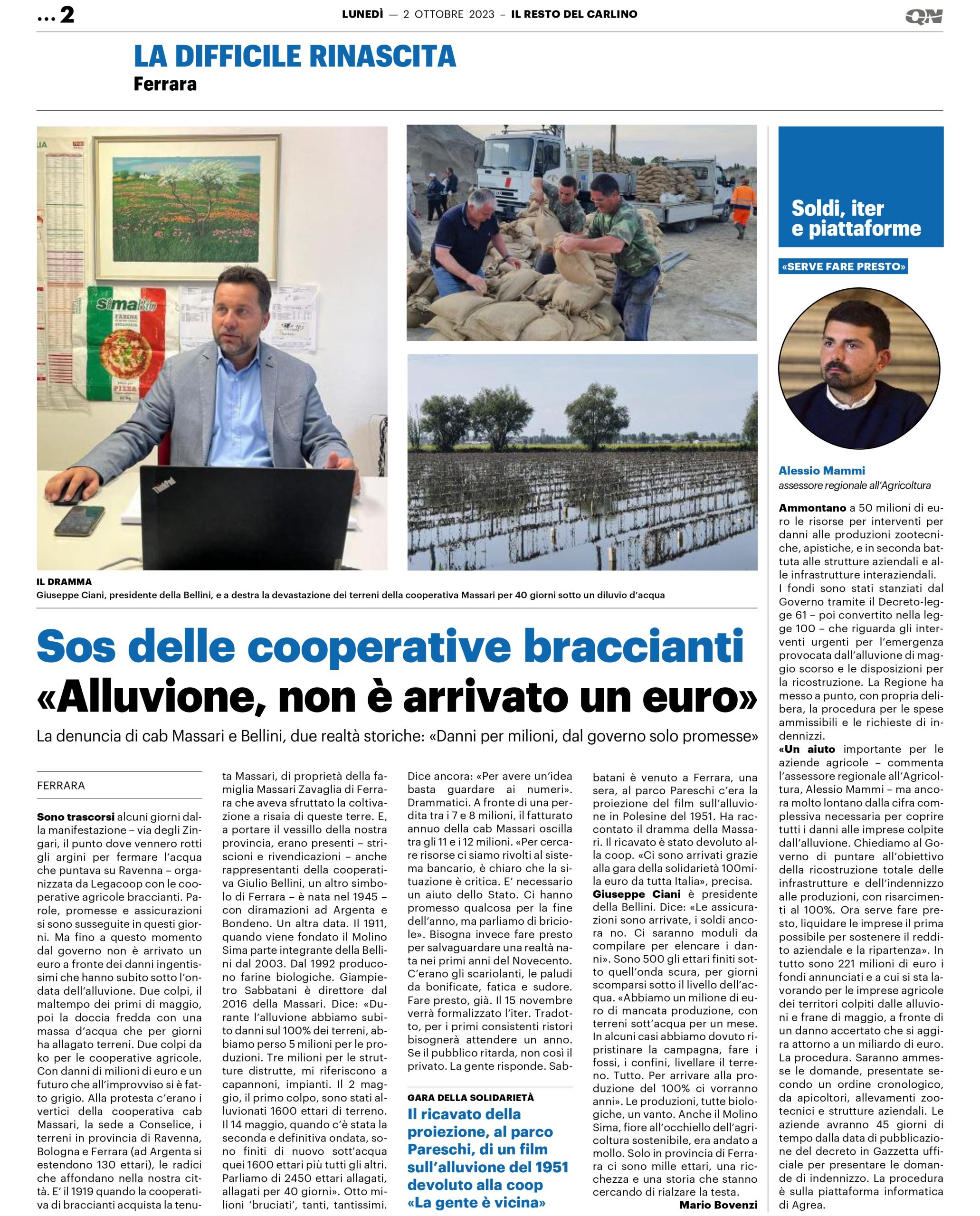 Alluvione, SOS delle cooperative di braccianti: l’intervista alle coop Giulio Bellini e Massari