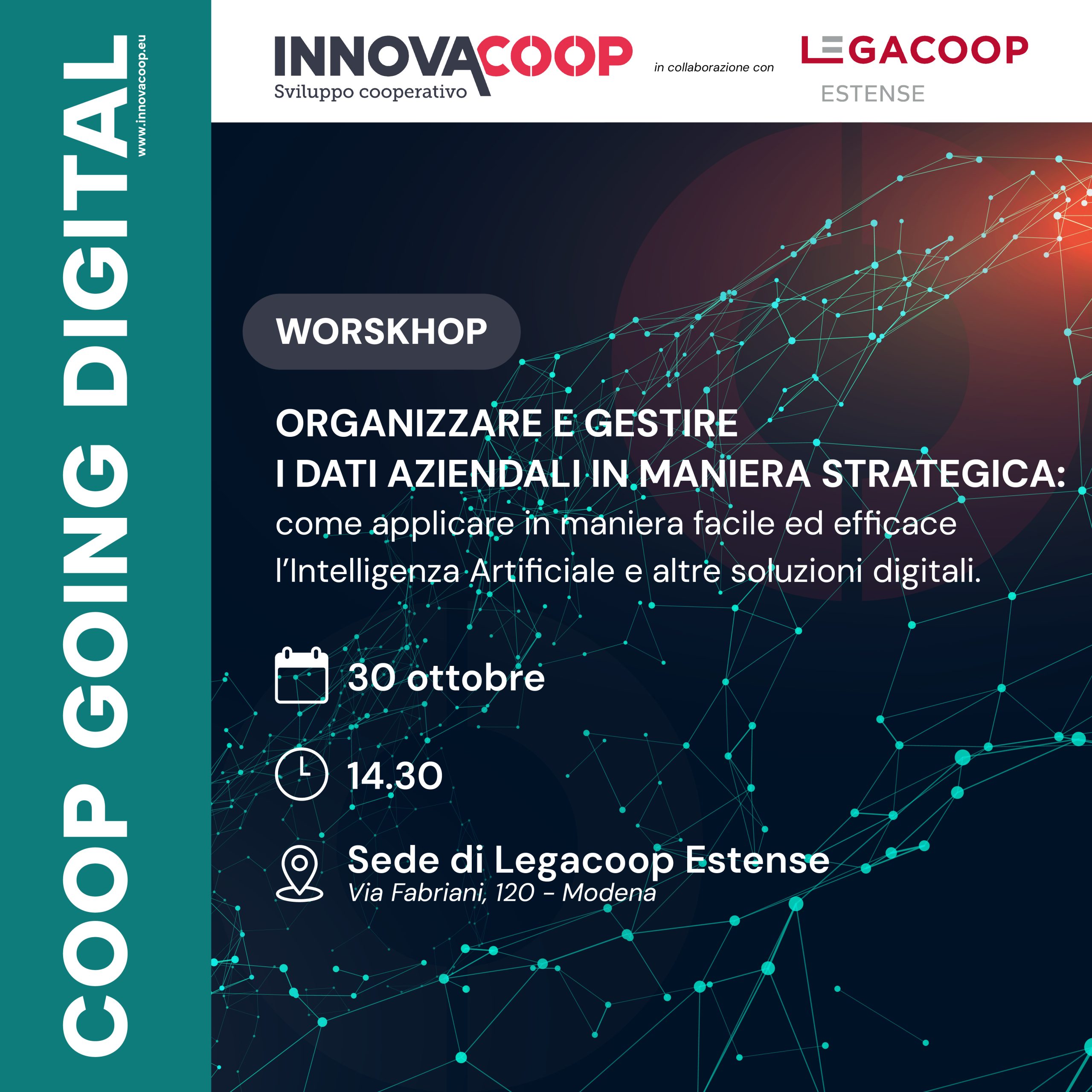 Il 30 ottobre un workshop su intelligenza artificiale promosso da Legacoop Estense e Innovacoop