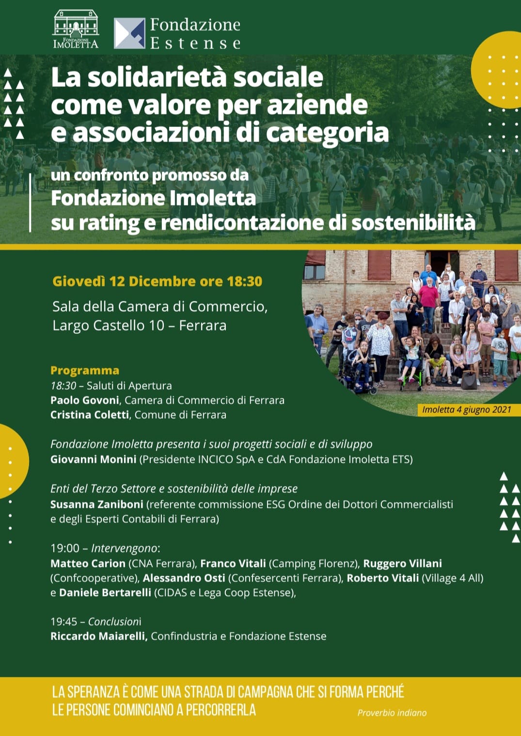 Rating e rendicontazione di sostenibilità, il 12 dicembre un incontro a Ferrara