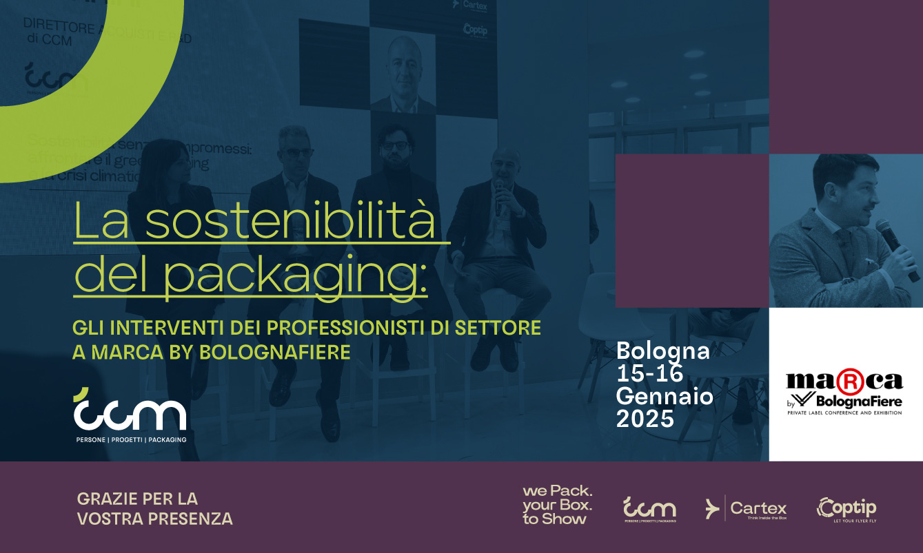 A Marca la sostenibilità del packaging. Riguarda i video dei talk promossi da CCM e Coptip