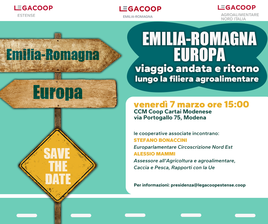 “Emilia-Romagna/Europa. Viaggio andata e ritorno lungo la filiera agroalimentare”: il 7 marzo le cooperative incontrano Bonaccini e Mammi